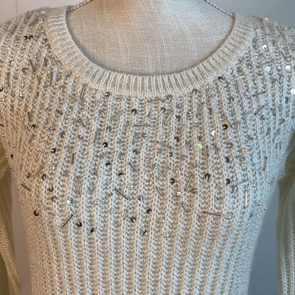 Candie's Embellished Cream Knit Sweater NWT - Size S - Picture 2 of 10
